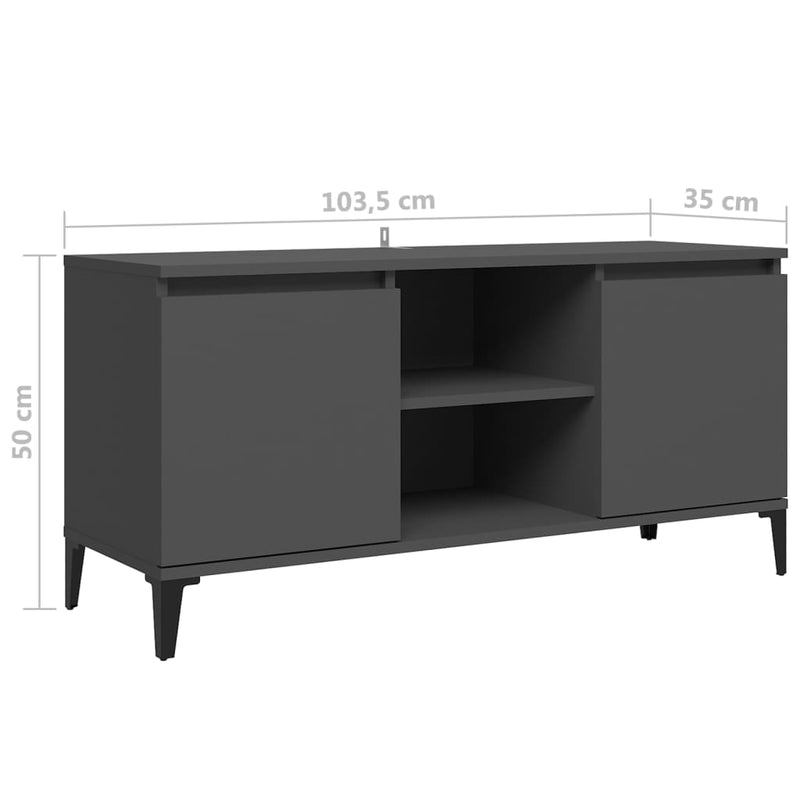 TV Cabinet with Metal Legs Grey 103.5x35x50 cm