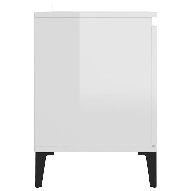 TV Cabinet with Metal Legs High Gloss White 103.5x35x50 cm