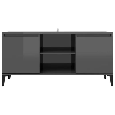 TV Cabinet with Metal Legs High Gloss Grey 103.5x35x50 cm