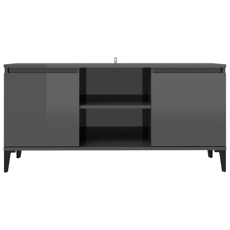 TV Cabinet with Metal Legs High Gloss Grey 103.5x35x50 cm