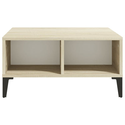 Coffee Table White and Sonoma Oak 60x60x30 cm Engineered Wood