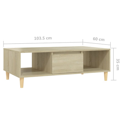 Coffee Table Sonoma Oak 103.5x60x35 cm Engineered Wood