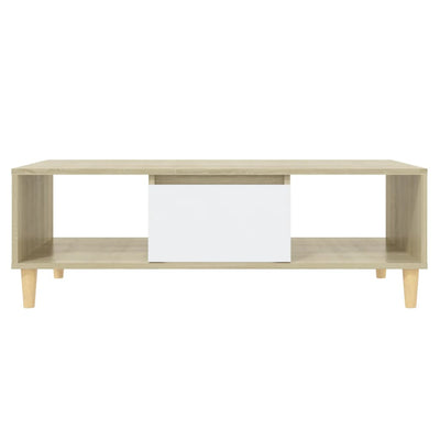 Coffee Table White and Sonoma Oak 103.5x60x35 cm Engineered Wood