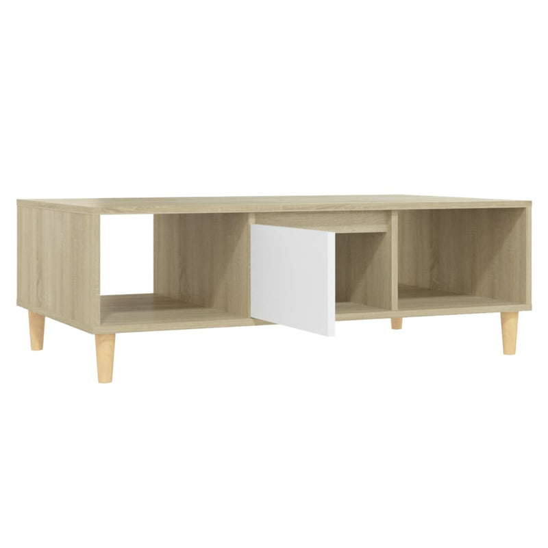 Coffee Table White and Sonoma Oak 103.5x60x35 cm Engineered Wood