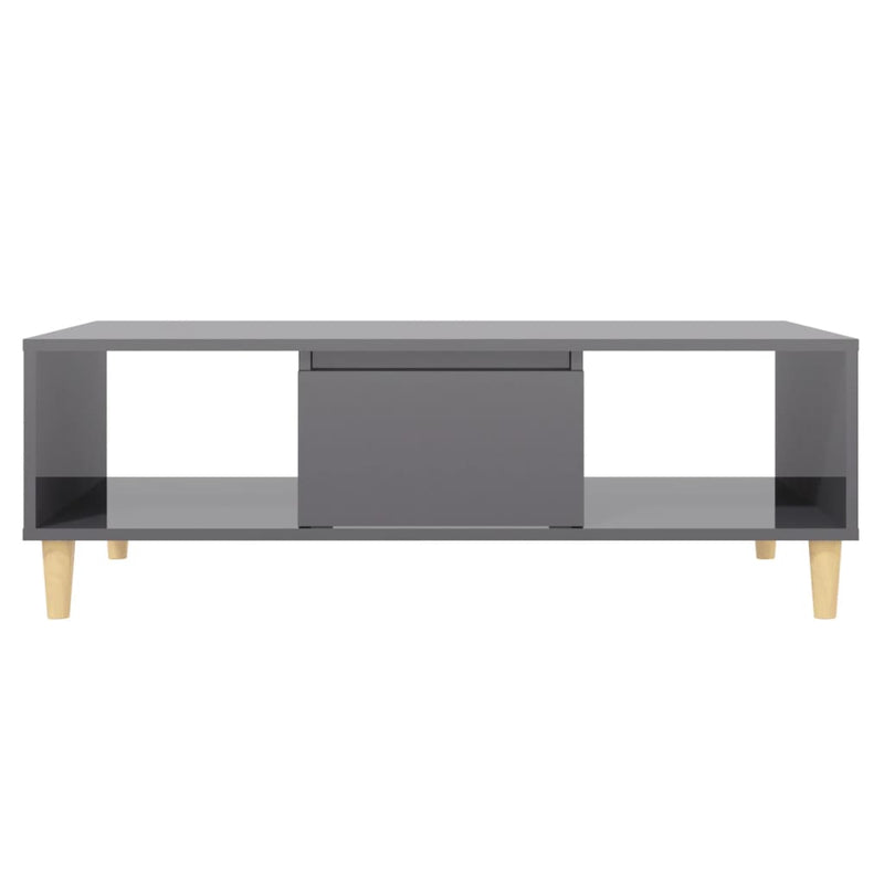 Coffee Table High Gloss Grey 103.5x60x35 cm Engineered Wood