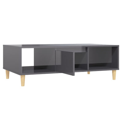 Coffee Table High Gloss Grey 103.5x60x35 cm Engineered Wood