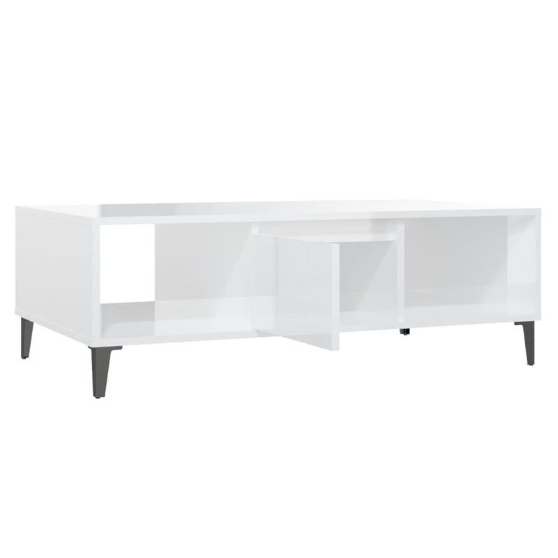 Coffee Table High Gloss White 103.5x60x35 cm Engineered Wood