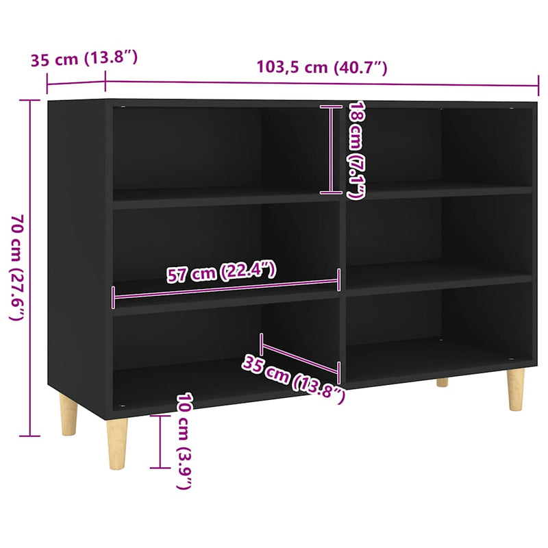 Sideboard Black 103.5x35x70 cm Engineered Wood