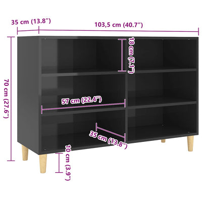 Sideboard High Gloss Black 103.5x35x70 cm Engineered Wood