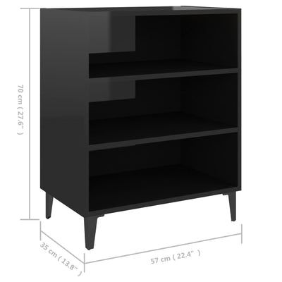 Sideboard High Gloss Black 57x35x70 cm Engineered Wood