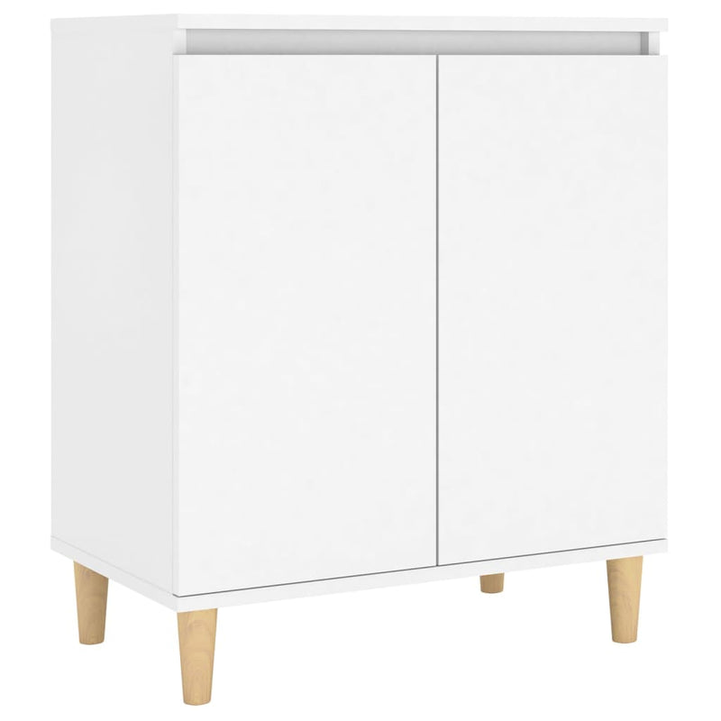 Sideboard with Solid Wood Legs White 60x35x70 cm Engineered Wood