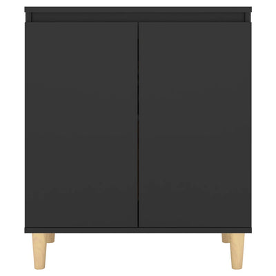 Sideboard with Solid Wood Legs Black 60x35x70 cm Engineered Wood