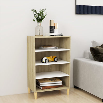 Sideboard White and Sonoma Oak 57x35x90 cm Engineered Wood