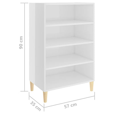 Sideboard High Gloss White 57x35x90 cm Engineered Wood