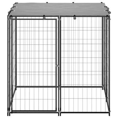 Dog Kennel Black 110x110x110 cm Steel