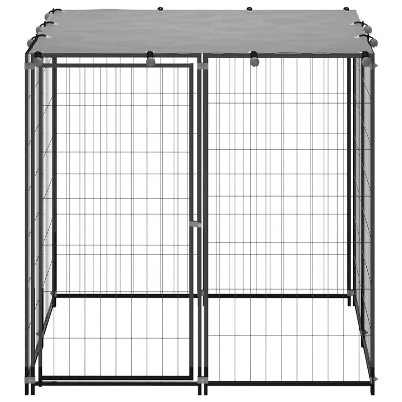 Dog Kennel Black 110x110x110 cm Steel