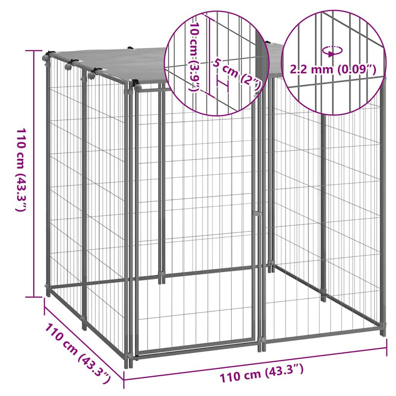 Dog Kennel Silver 110x110x110 cm Steel