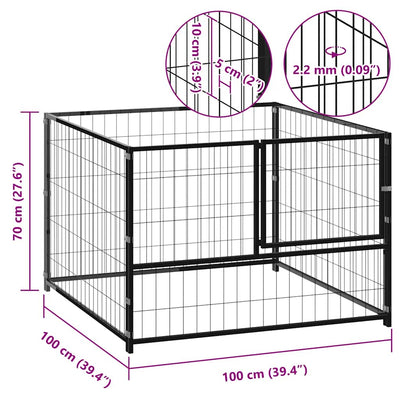 Dog Kennel Black 100x100x70 cm Steel