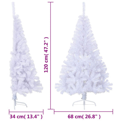 Artificial Half Christmas Tree with Stand White 120 cm PVC