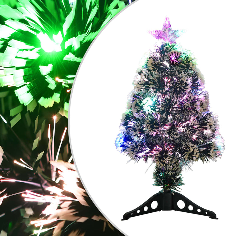 Pre-lit Christmas Tree Green and White 64 cm Fibre Optic