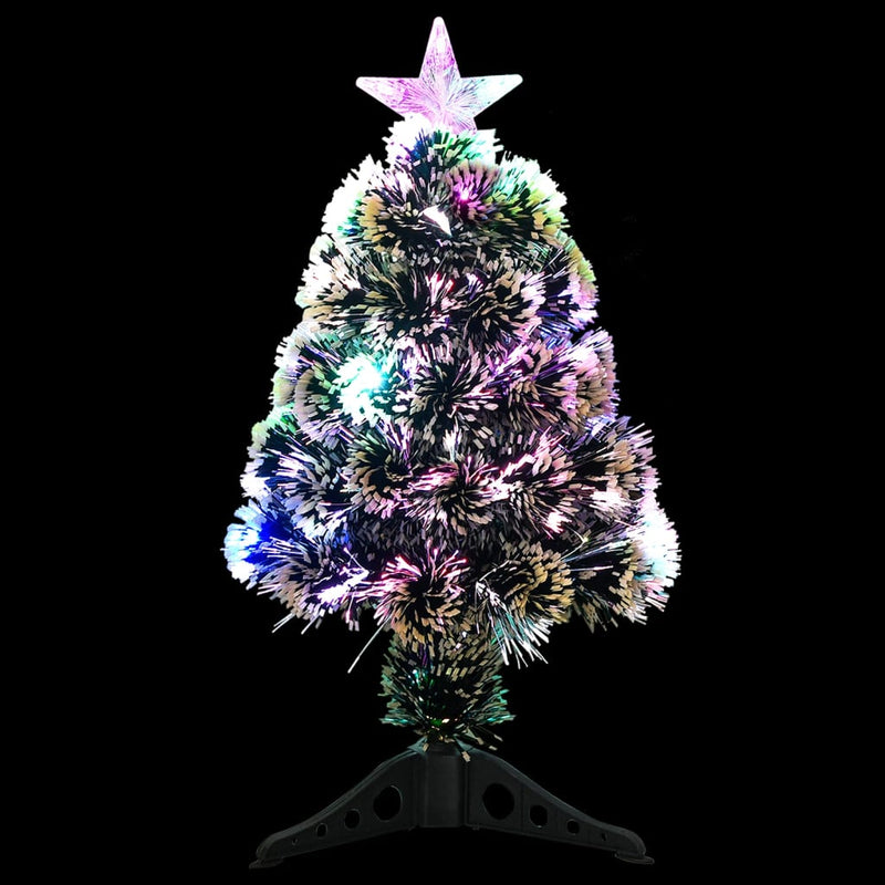 Pre-lit Christmas Tree Green and White 64 cm Fibre Optic