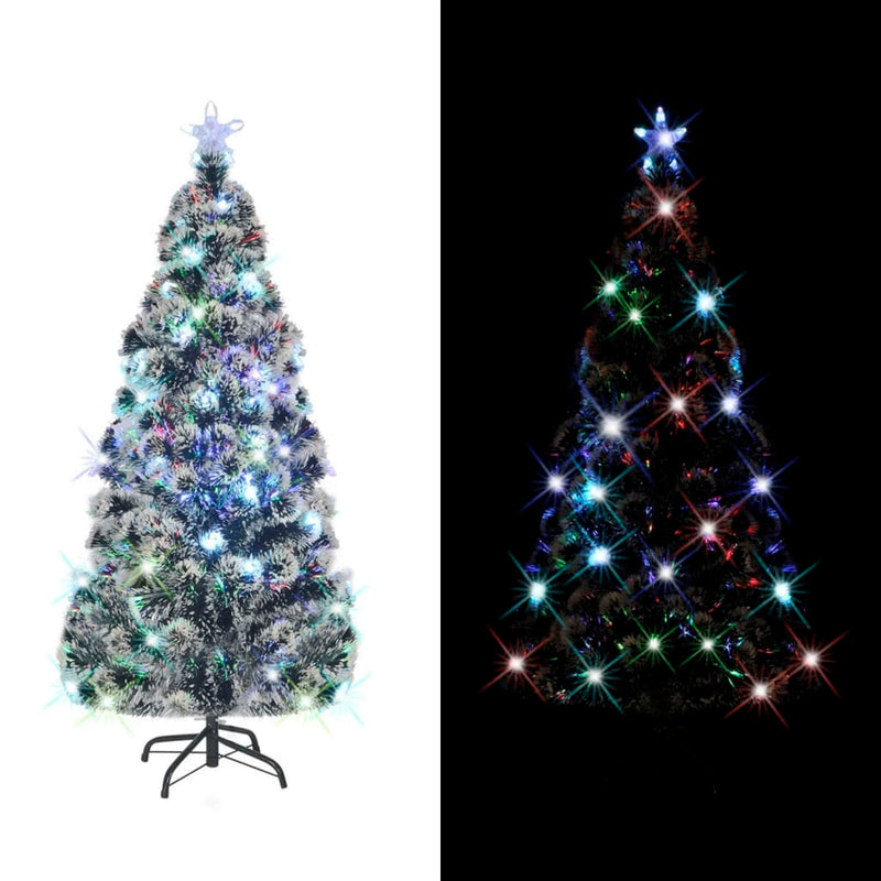 Pre-lit Christmas Tree Green and White 180 cm Fibre Optic