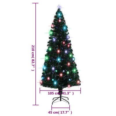 Artificial Pre-lit Christmas Tree with Stand 210 cm Fibre Optic