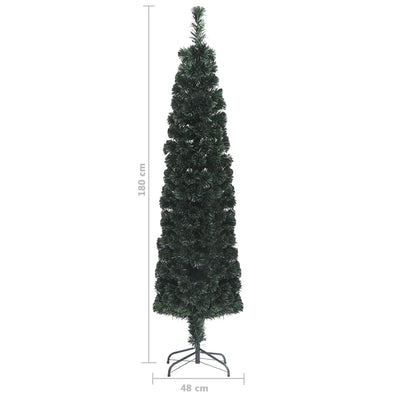 Artificial Slim Christmas Tree with Stand 180 cm Fibre Optic