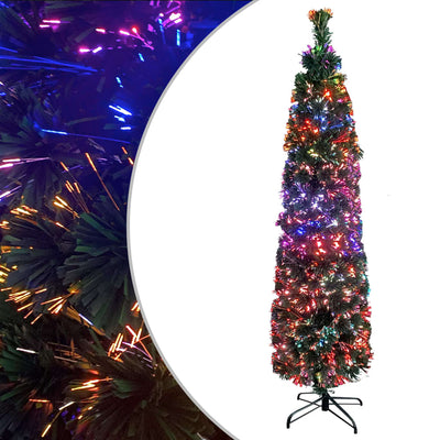 Artificial Slim Christmas Tree with Stand 180 cm Fibre Optic