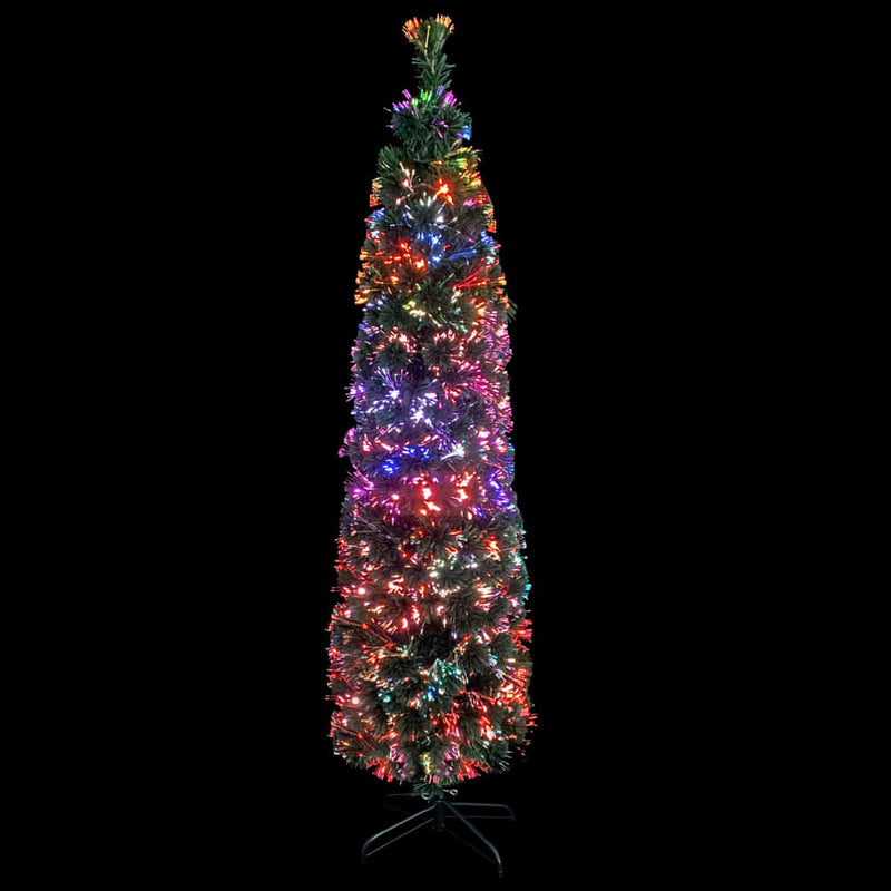 Artificial Slim Christmas Tree with Stand 240 cm Fibre Optic