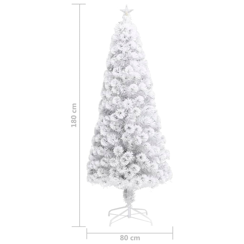 Artificial Pre-lit Christmas Tree White 180 cm Fibre Optic