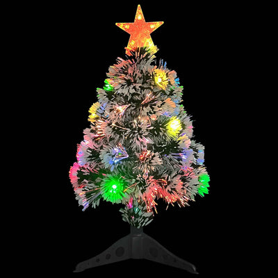 Artificial Pre-lit Christmas Tree White&Blue 64 cm Fibre Optic