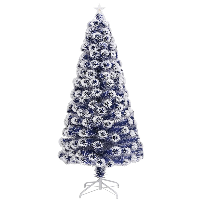 Artificial Pre-lit Christmas Tree White&Blue 120 cm Fibre Optic