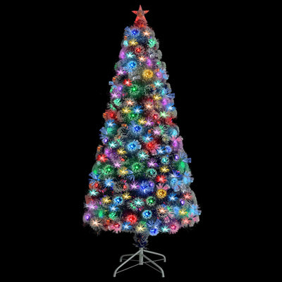 Artificial Pre-lit Christmas Tree White&Blue 150 cm Fibre Optic