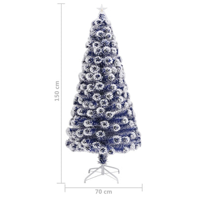 Artificial Pre-lit Christmas Tree White&Blue 150 cm Fibre Optic