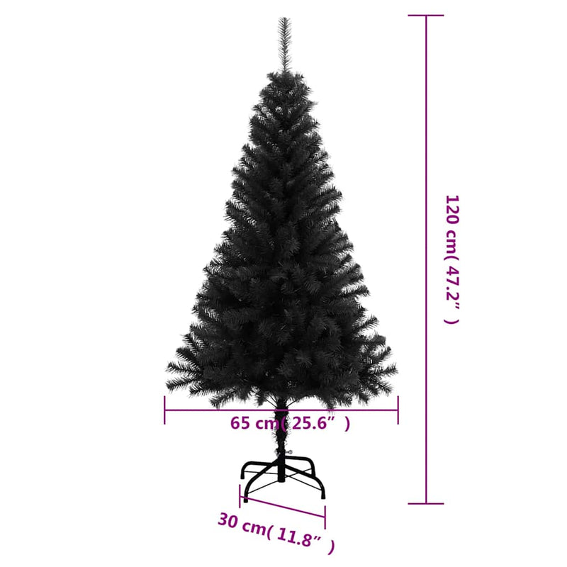 Artificial Christmas Tree with Stand Black 120 cm PVC