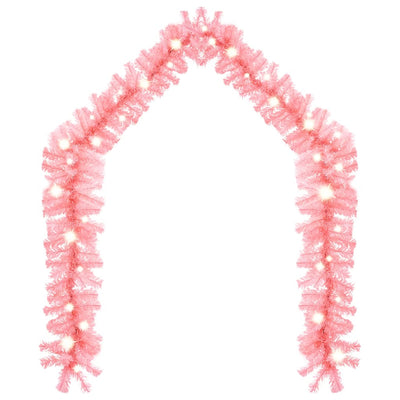 Christmas Garland with LED Lights 5 m Pink