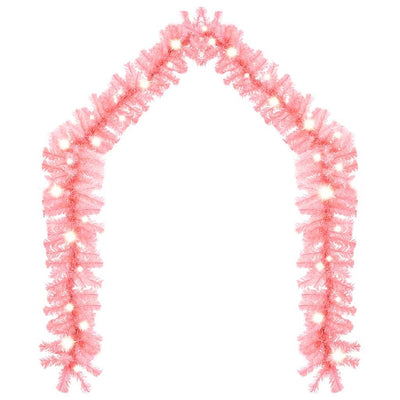 Christmas Garland with LED Lights 10 m Pink