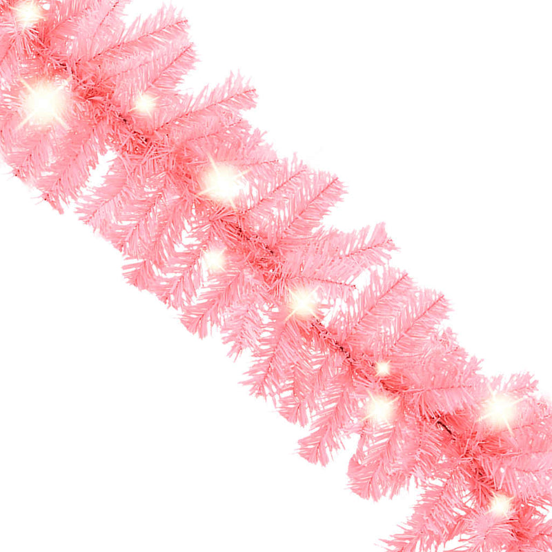 Christmas Garland with LED Lights 20 m Pink