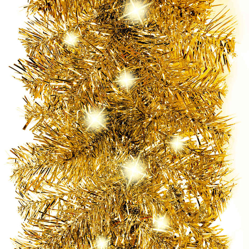 Christmas Garland with LED Lights 10 m Gold