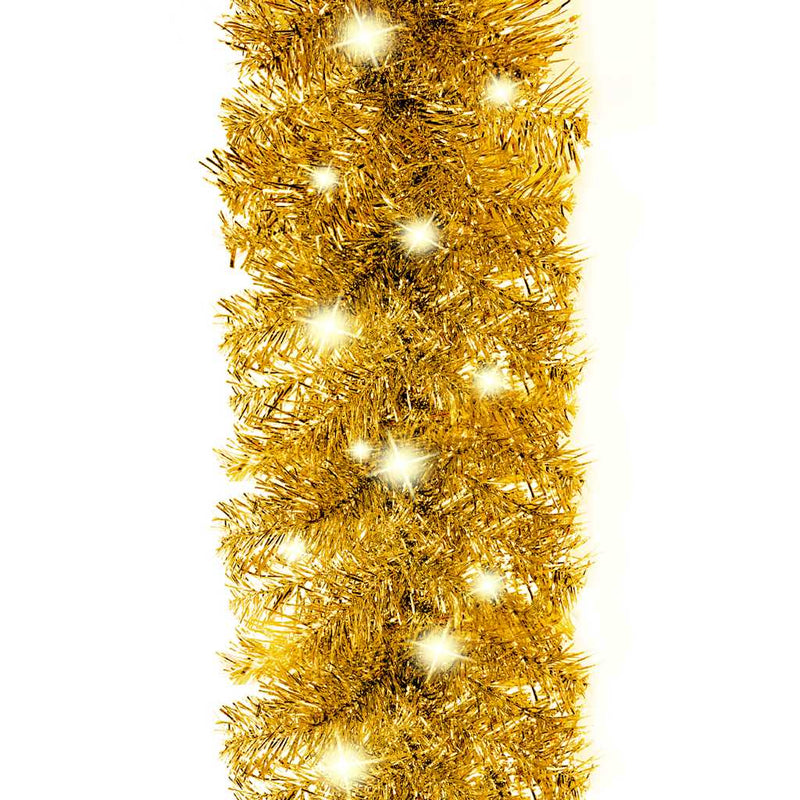 Christmas Garland with LED Lights 10 m Gold