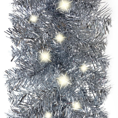 Christmas Garland with LED Lights 5 m Silver