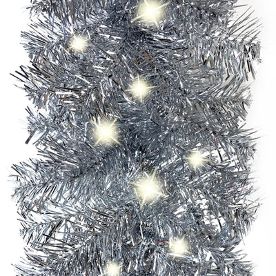 Christmas Garland with LED Lights 20 m Silver