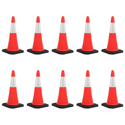 Reflective Traffic Cones with Heavy Bases 10 pcs 75 cm