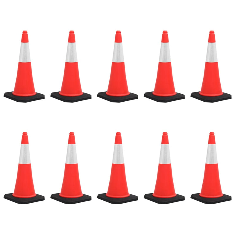 Reflective Traffic Cones with Heavy Bases 10 pcs 75 cm