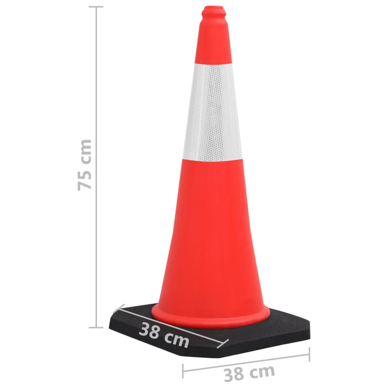 Reflective Traffic Cones with Heavy Bases 10 pcs 75 cm