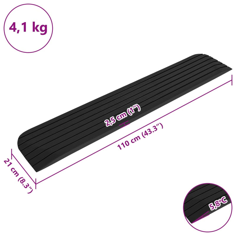 Threshold Ramps 2 pcs 110x21x2.5 cm Rubber