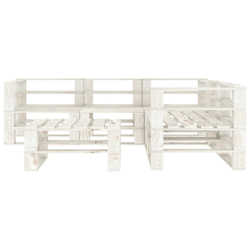 6 Piece Garden Pallet Lounge Set Wood White