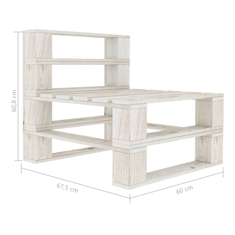 Garden Pallet Sofa White 4-Seater Wood