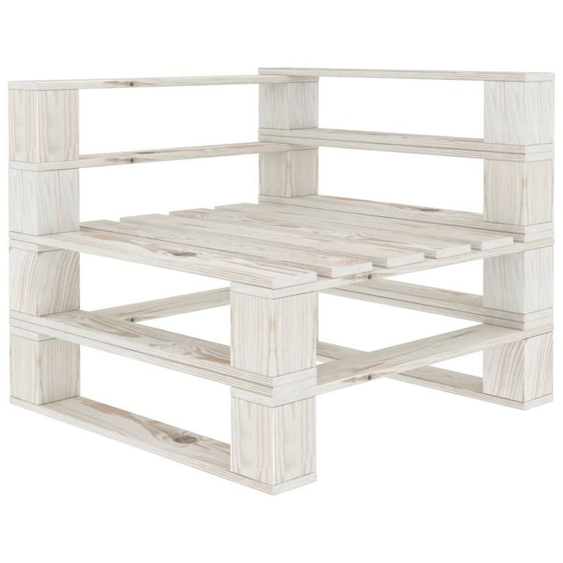 Garden Pallet Sofa White 4-Seater Wood